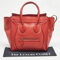 Celine Red Leather Mini Luggage Tote