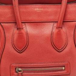 Celine Red Leather Mini Luggage Tote