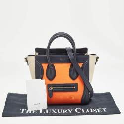 Pre Owned Celine Tricolor Leather Nano Luggage Tote