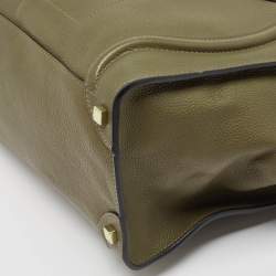 Pre Owned Celine Olive Green Leather Shoulder Luggage Tote