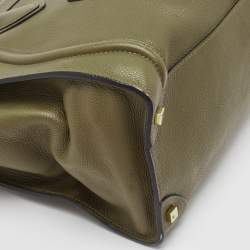 Pre Owned Celine Olive Green Leather Shoulder Luggage Tote