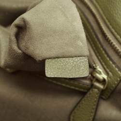 Pre Owned Celine Olive Green Leather Shoulder Luggage Tote