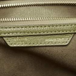 Pre Owned Celine Olive Green Leather Shoulder Luggage Tote