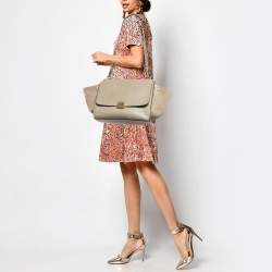 Celine Beige Leather, Suede and Python Medium Trapeze Bag