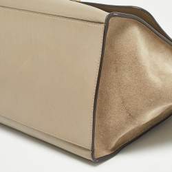 Celine Beige Leather, Suede and Python Medium Trapeze Bag