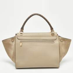 Celine Beige Leather, Suede and Python Medium Trapeze Bag