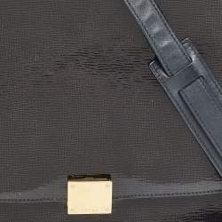 Pre Owned Celine Black Patent Leather and Suede Medium Trapeze Top Handle Bag