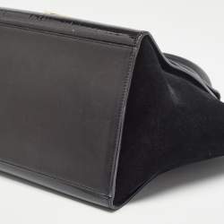 Pre Owned Celine Black Patent Leather and Suede Medium Trapeze Top Handle Bag
