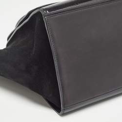 Pre Owned Celine Black Patent Leather and Suede Medium Trapeze Top Handle Bag