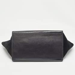 Pre Owned Celine Black Patent Leather and Suede Medium Trapeze Top Handle Bag