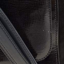 Pre Owned Celine Black Patent Leather and Suede Medium Trapeze Top Handle Bag