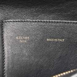 Pre Owned Celine Black Patent Leather and Suede Medium Trapeze Top Handle Bag