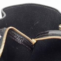 Pre Owned Celine Black Patent Leather and Suede Medium Trapeze Top Handle Bag