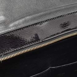 Pre Owned Celine Black Patent Leather and Suede Medium Trapeze Top Handle Bag