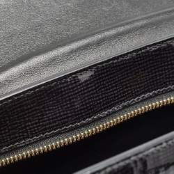 Pre Owned Celine Black Patent Leather and Suede Medium Trapeze Top Handle Bag