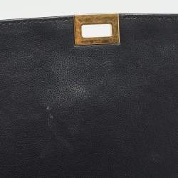 Pre Owned Celine Black Patent Leather and Suede Medium Trapeze Top Handle Bag