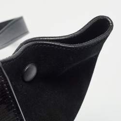 Pre Owned Celine Black Patent Leather and Suede Medium Trapeze Top Handle Bag