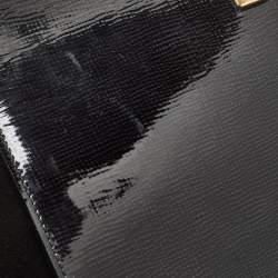 Pre Owned Celine Black Patent Leather and Suede Medium Trapeze Top Handle Bag