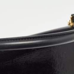 Pre Owned Celine Black Patent Leather and Suede Medium Trapeze Top Handle Bag
