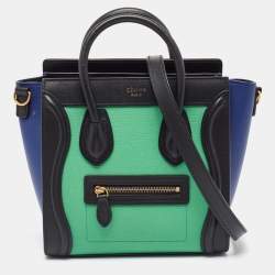 Pre Owned Celine Tri Color Leather Nano Luggage Tote