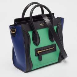 Pre Owned Celine Tri Color Leather Nano Luggage Tote
