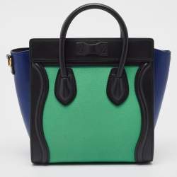 Pre Owned Celine Tri Color Leather Nano Luggage Tote