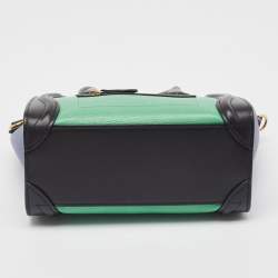 Pre Owned Celine Tri Color Leather Nano Luggage Tote