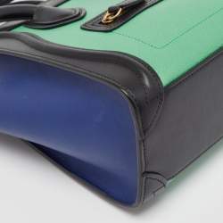 Pre Owned Celine Tri Color Leather Nano Luggage Tote