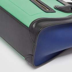 Pre Owned Celine Tri Color Leather Nano Luggage Tote