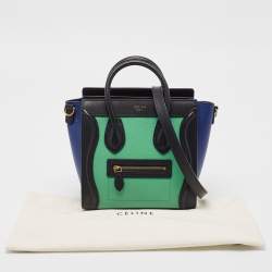 Pre Owned Celine Tri Color Leather Nano Luggage Tote