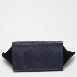 Pre Owned Celine Blue/Black Python and Suede Medium Trapeze Bag