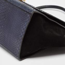 Pre Owned Celine Blue/Black Python and Suede Medium Trapeze Bag