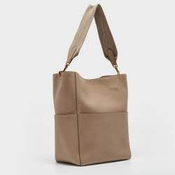 Pre Owned Celine Beige Leather Sangle Bucket Bag