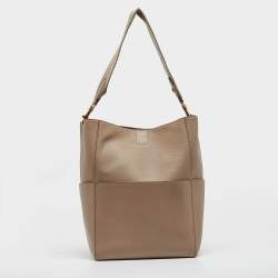 Pre Owned Celine Beige Leather Sangle Bucket Bag