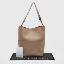 Pre Owned Celine Beige Leather Sangle Bucket Bag