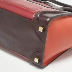 Pre Owned Celine Tri Color Leather Micro Luggage Tote