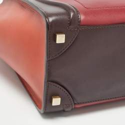 Pre Owned Celine Tri Color Leather Micro Luggage Tote