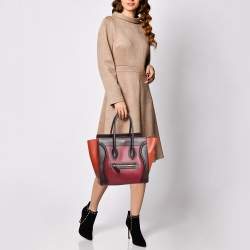 Pre Owned Celine Tri Color Leather Micro Luggage Tote