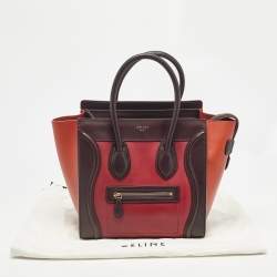 Pre Owned Celine Tri Color Leather Micro Luggage Tote