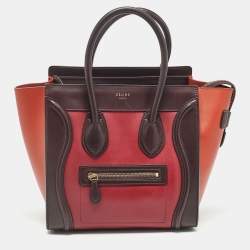 Pre Owned Celine Tri Color Leather Micro Luggage Tote