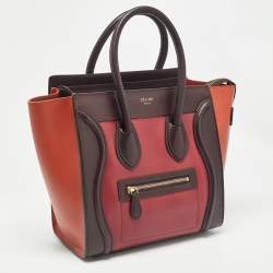 Pre Owned Celine Tri Color Leather Micro Luggage Tote