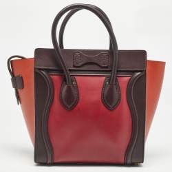 Pre Owned Celine Tri Color Leather Micro Luggage Tote