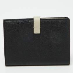 Celine Black/Off White Grained Leather Multifunction Strap Wallet