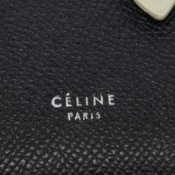 Celine Black/Off White Grained Leather Multifunction Strap Wallet