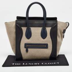 Pre Owned Celine Tricolor Canvas and Leather Mini Luggage Tote