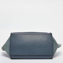 Celine Two Tone Blue Leather and Suede Medium Trapeze Bag