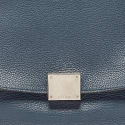 Celine Two Tone Blue Leather and Suede Medium Trapeze Bag