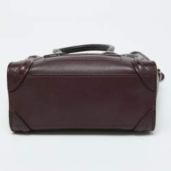 Pre Owned Celine Burgundy Leather Nano Luggage Tote