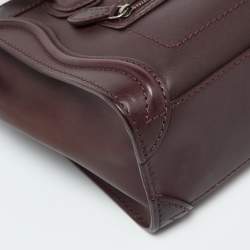 Pre Owned Celine Burgundy Leather Nano Luggage Tote