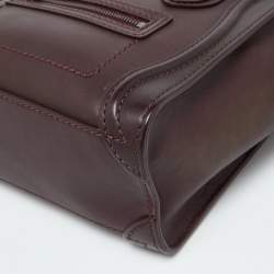 Pre Owned Celine Burgundy Leather Nano Luggage Tote